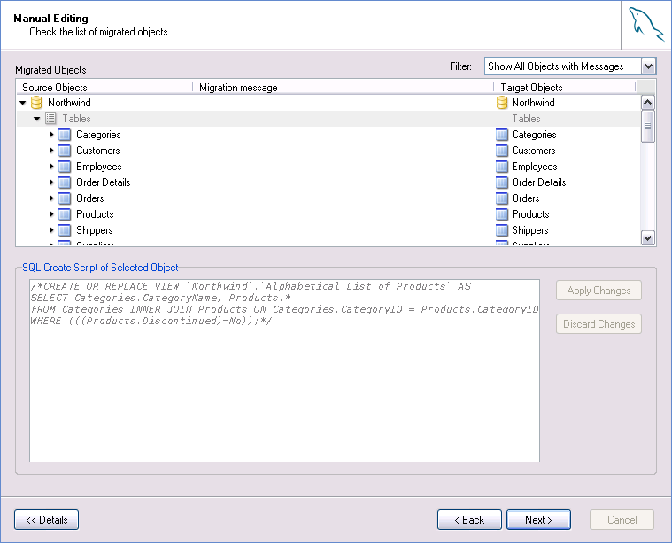 The Manual Editing screen – detailed
          view