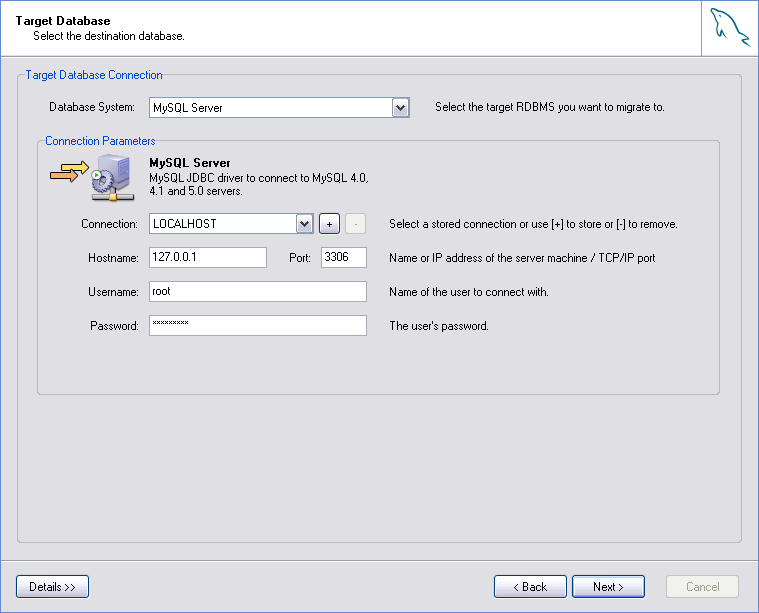 Target Database – MySQL