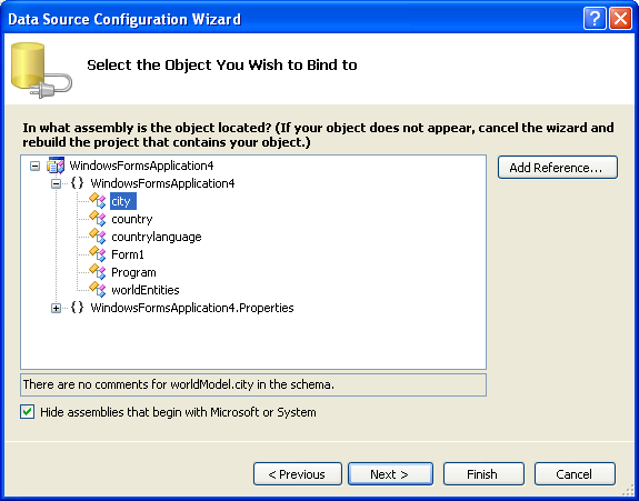 Entity Data Source Configuration
                Wizard Screen 2