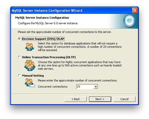 MySQL Server Instance Configuration
            Wizard: Connections