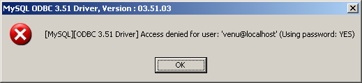 MyODBC Failed Connection Message