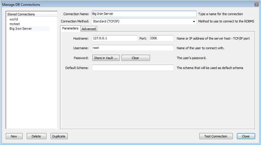 Getting Started Tutorial - Manage
              Connections