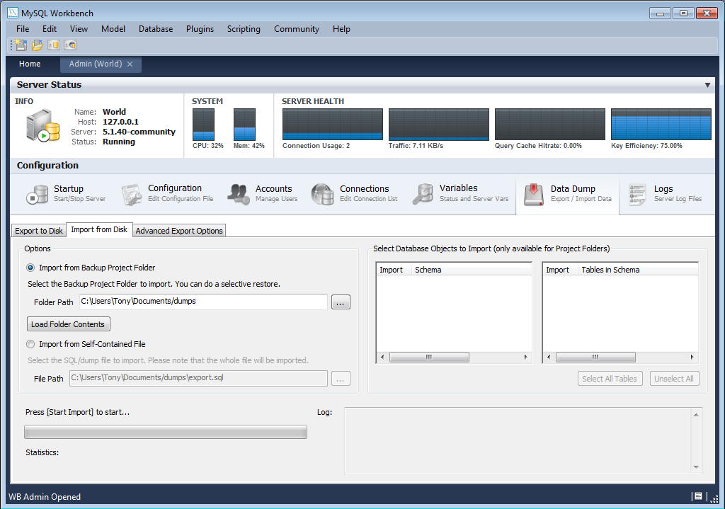 Administrator - Import from
              Disk