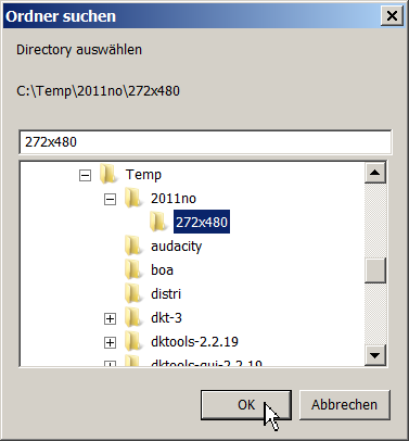 Verzeichnisauswahl-Dialogbox