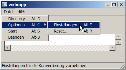 Menüpunkt "Datei→Optionen"